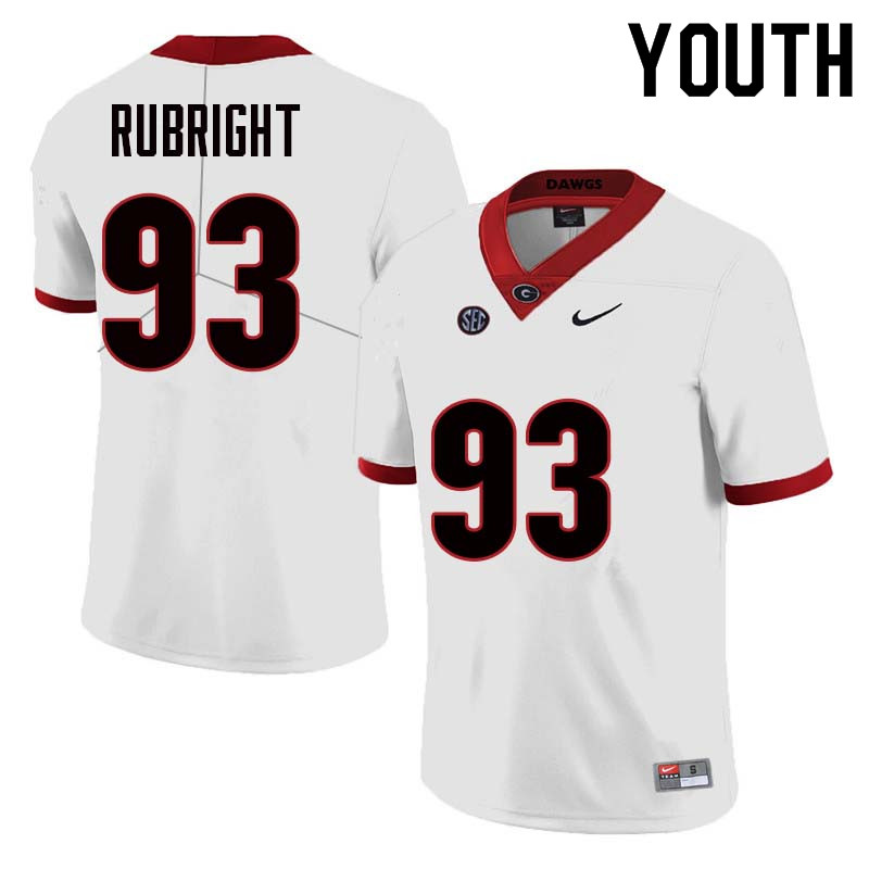 Youth Georgia Bulldogs #93 Bill Rubright College Football Jerseys Sale-White - Click Image to Close